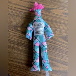 DAMMIT DOLL Geometric Multicolor Therapy Stress Reliever 12" Pink Yarn Hair